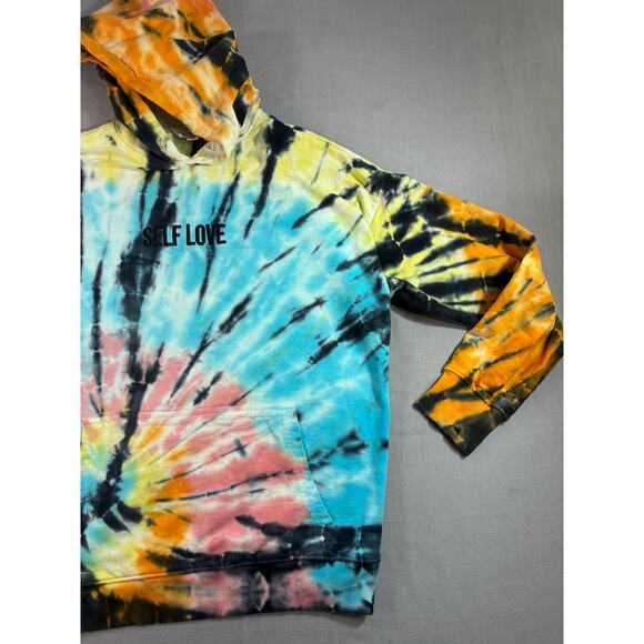 Orange Kiss Self Love Tie Dye Hoodie Sweatshirt Women’s Medium Pullover - Picture 5 of 8